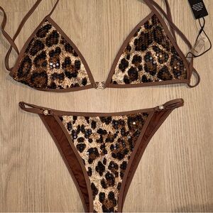 Leopard Sequin Bikini Set